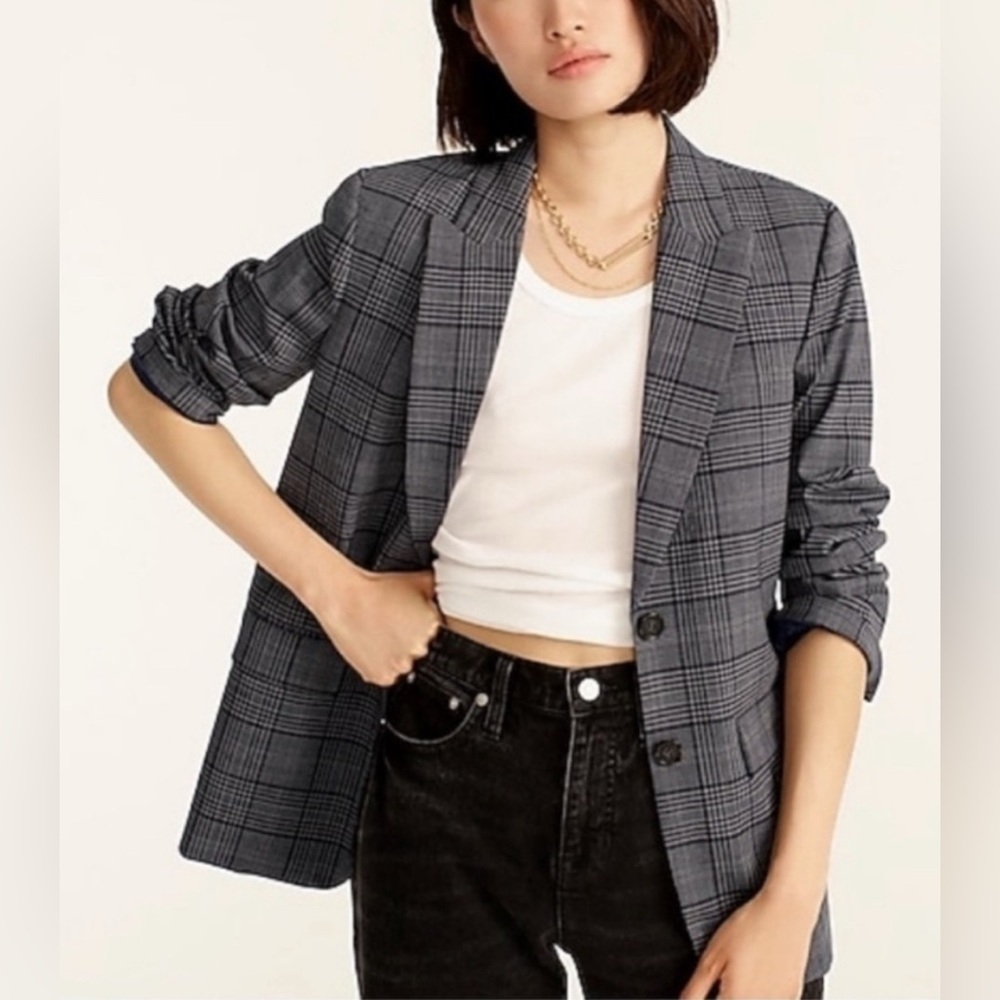 J. Crew Gray Plaid Blazer